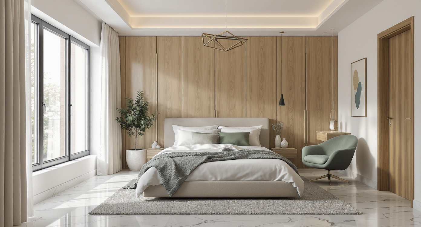 Minimalist Morning Bedroom — Modern Interior Render