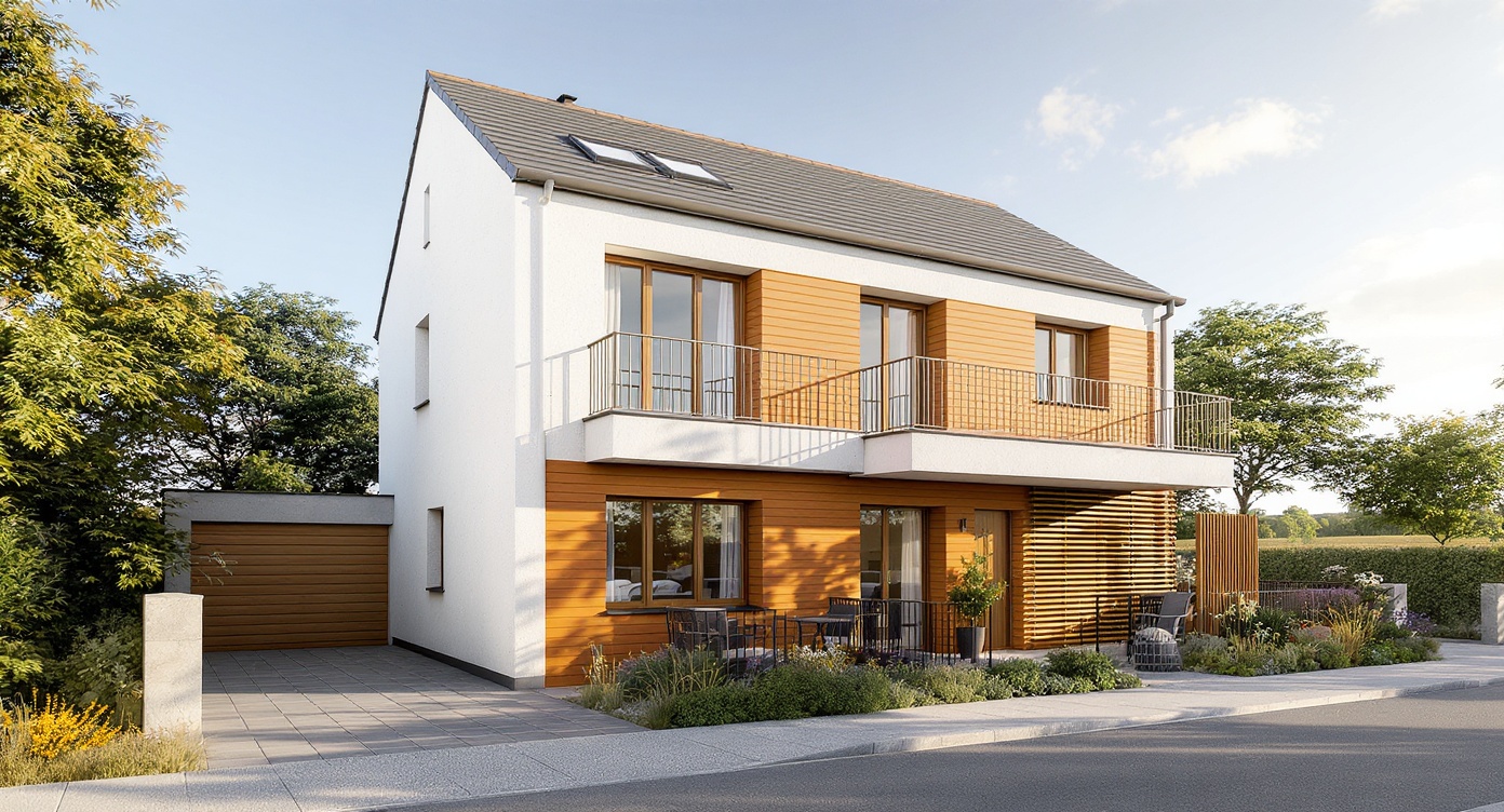 Modern Two-Story Home — Terracotta & Plaster Facade